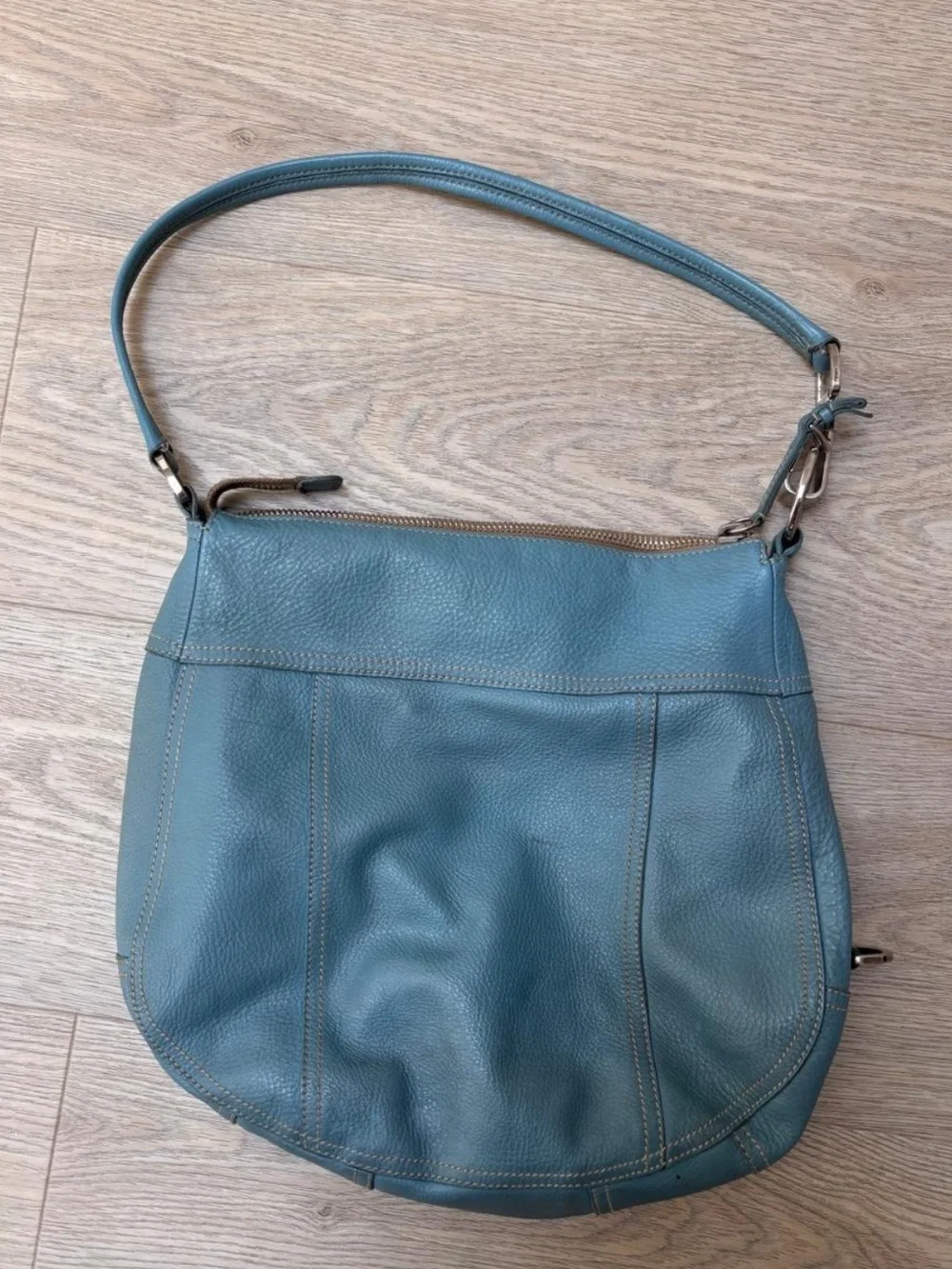 Prada Vitello Daino Hobo in Teal Blue